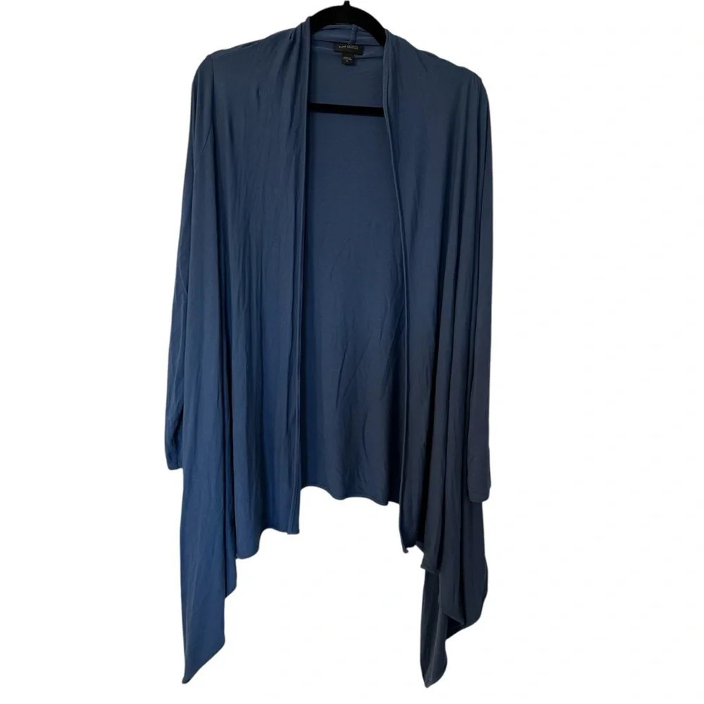 J.Jill Wearever Collection Blue Long Sleeve Open Draped Front Cardigan Sz M GUC
